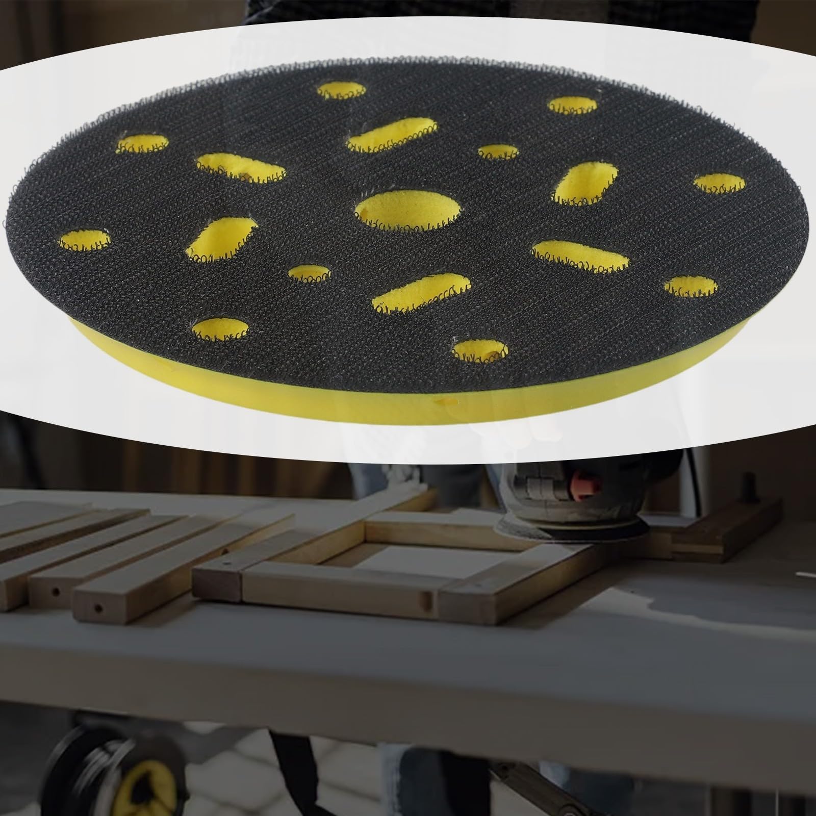 Cuscinetto di supporto per levigatrice resistente da 15,2 cm con 17 fori, compatibile con modelli Bo6030, Bo6040, Ro1 e Es150, Et2, Ets150, costruzione in plastica per applicazioni di levigatura