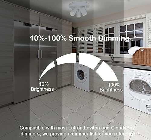 Miniatura 3 de CLOUDY BAY 5CCT - Foco de techo direccional de 3 luces, cabezales de luz LED regulables, CRI90+, 2100Lm para pasillo y cocina, color blanco