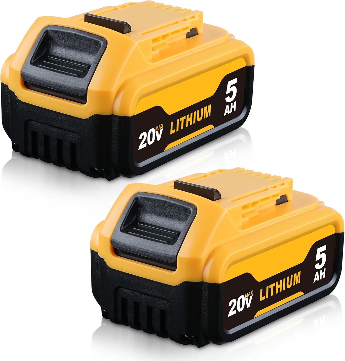 2 Pack 5000mAh Li-ion Replacement for Dewalt 20V Max Battery 5.0Ah DCB200 DCB206 DCB201 DCB203 DCB181 DCB180 DCD/DCG/DCF/DCS Series Cordless Power Tools