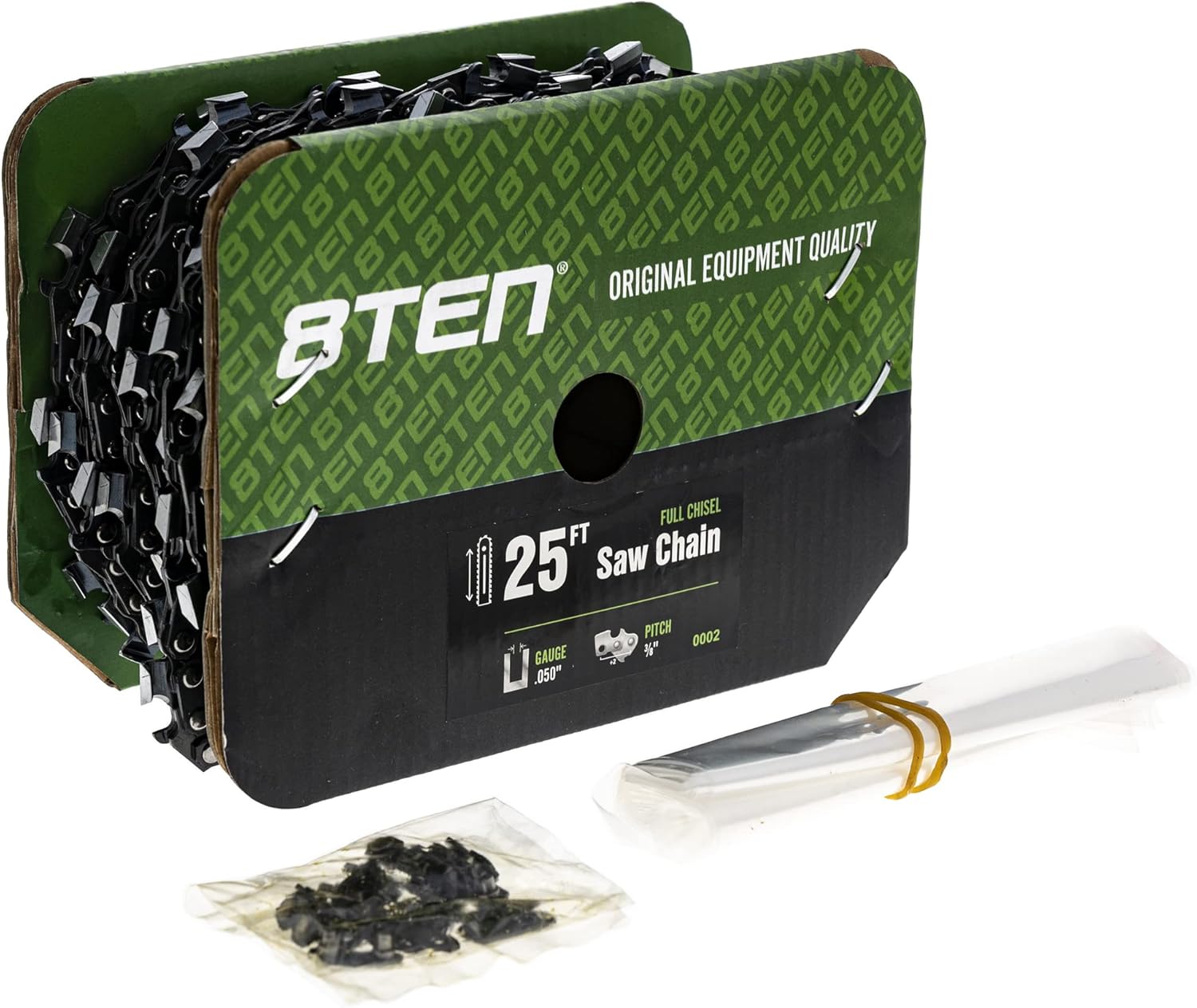 8TEN Chainsaw Chain Bulk Reel Full Chisel 25 Foot .050 Gauge 3/8 Pitch
