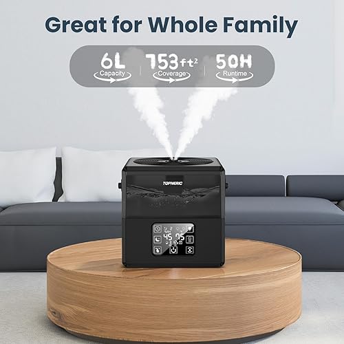 Miniatura 3 de Humidificadores para dormitorio, humidificador de llenado superior de 6 L, humidificador de niebla fría y cálida para el hogar, bebé, guardería,