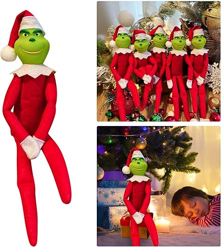 Miniatura 1 de Juguete de elfo de peluche de monstruo de Navidad, figuras rojas y verdes, regalos de Navidad para niños y decoración festiva de árbol (rojo)