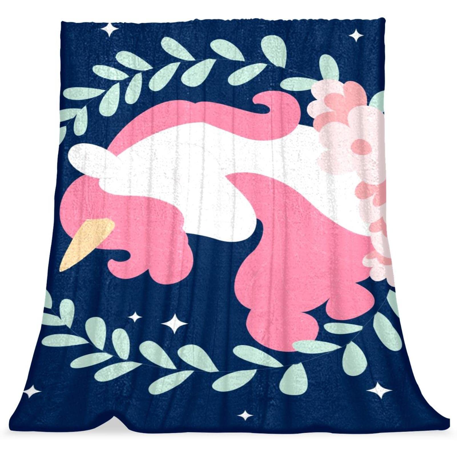 Couvre-lit licorne rose dessin animé fleur couverture de lit moelleux enfant