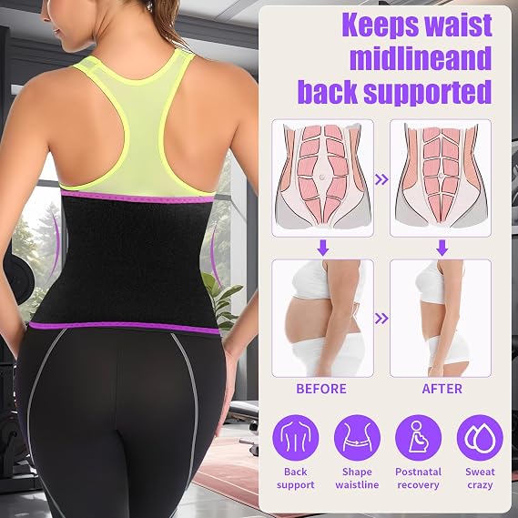 LKV Waist Trainer for Women Working Out, Sweat Band for Women, Neoprene Sweat Waist Trainer, Sweat Belt Slimming Body Shaper