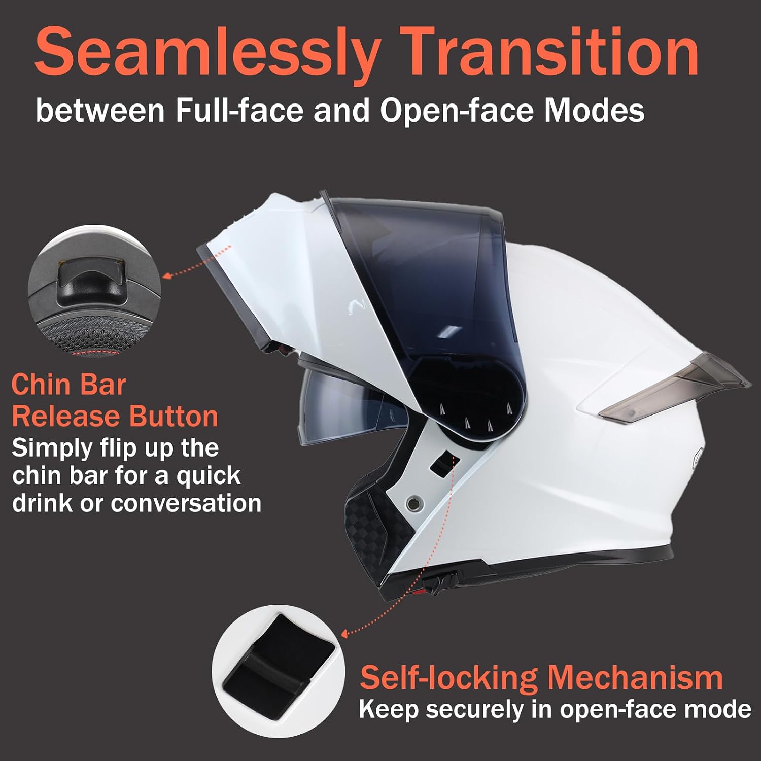 Uchoose Modular Motorcycle Helmet Flip Up Full Face, DOT Approved Motorcycle Helmets for Men and Women, Dual Visor with Extra Clear Shield, Multiple Vents, Removable Liner