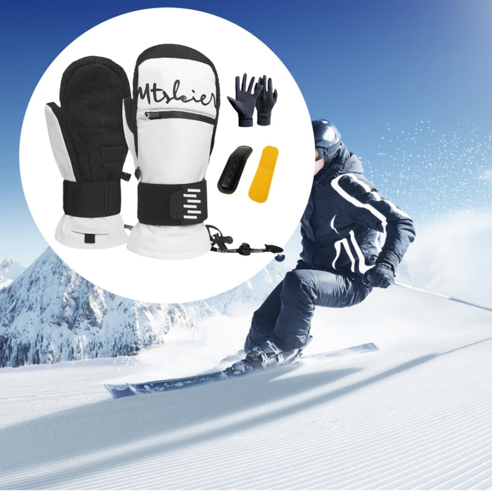 Gants de Ski, Gants de Snowboard, Gants d'hiver Confortables pour Femmes et Hommes, Gants de Neige pour Le Vélo, Le Ski et Plus Encore, avec Drago, Blancxl