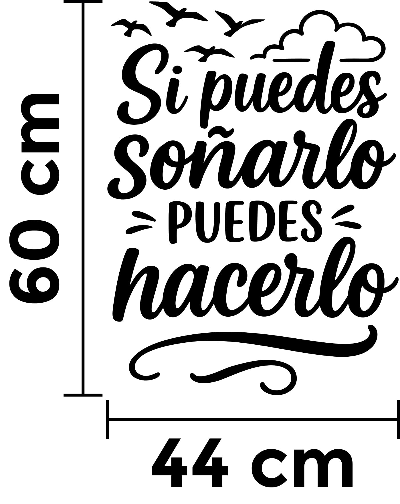 Vinilo Decorativo con Frase Inspiradora "Si Puedes Soñarlo Puedes Hacerlo", Pegatina Motivacional para Hogar, Oficina o Estudio, Adhesivo de Pared con Mensaje Positivo (Negro, 60 x 44 cm)