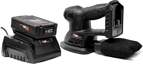 Miniatura 8 de WEN Lijadora de palma inalámbrica con batería de iones de litio de 20 V máx. 2.0 Ah y cargador (20401) negro