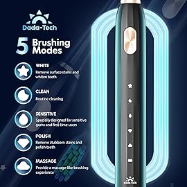 Ultrasonic Toothbrush for Adults Sonic Toothbrush, 9 Brush Heads, 5 Cleaning Modes, 4-Hour Charge Lasts 60 Days Electric Toothbrush (Black)