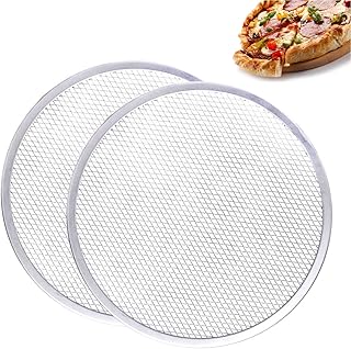 2 Pieces 12 Inch Aluminum Pizza Screen, Seamless Mesh Tray, Oven-Safe, Non-Stick Pizza Pan for Crispy Crusts, Durable and Rust-Free, Send Goods from Local Warehouse