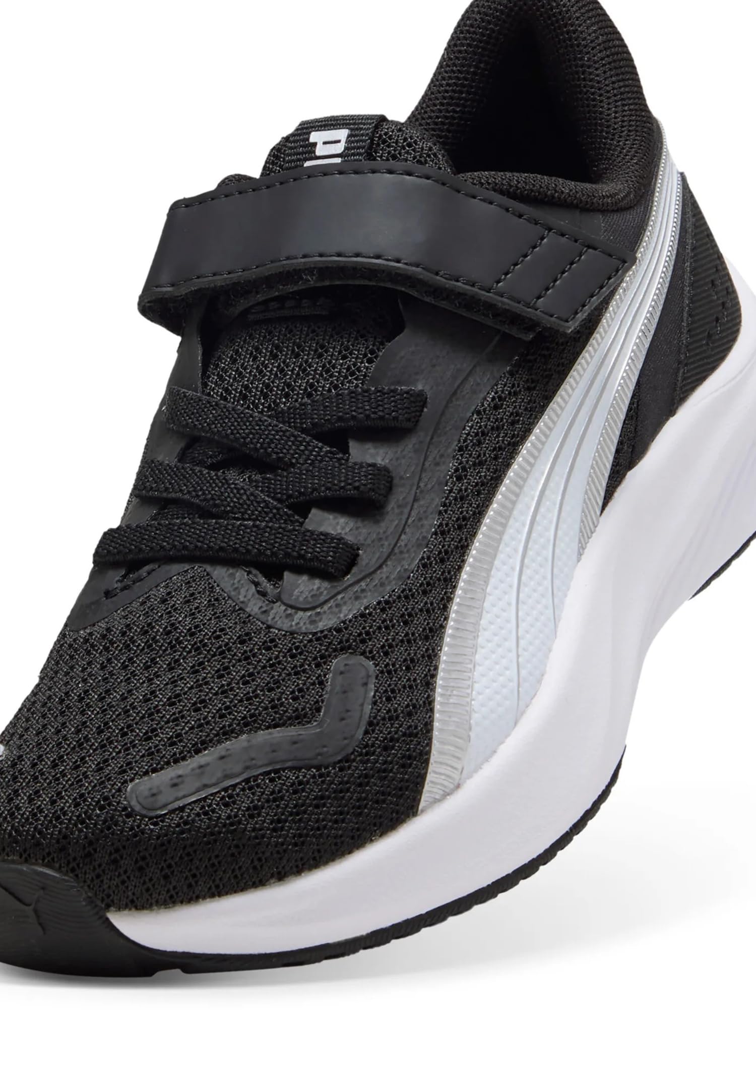 PUMA Unisex Pounce Lite Ac+ Ps Sneaker dziecięce, Puma Czarny PUMA Biały PUMA Srebrny, 34 EU