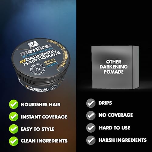 Miniatura 5 de MENFIRST Pomada de oscurecimiento para el cabello pasta de peinado de sujeción media y cera de esculpir acabado mate oscurece instantáneamente el