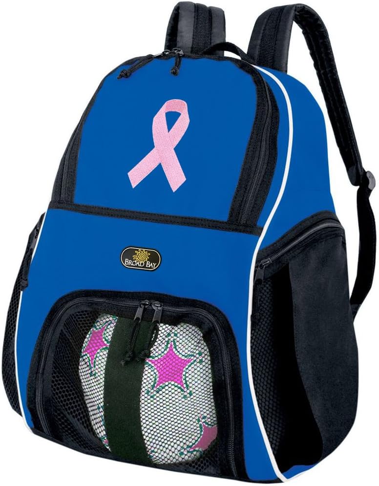 Broad Bay Pink Ribbon Soccer Ball Backpack Pink Ribbon Volleyball Bag Travel Practice