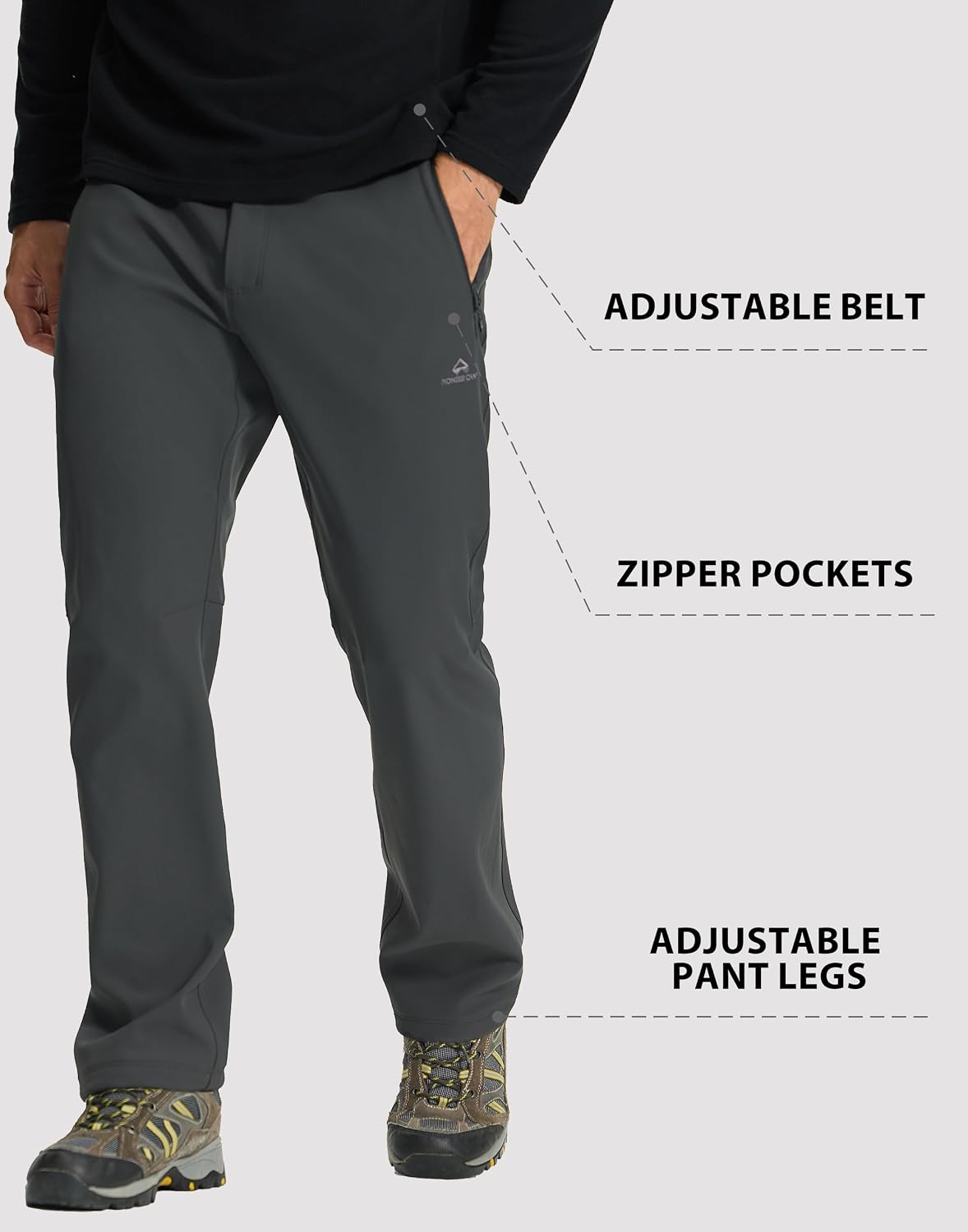 Pioneer Camp Men’s Hiking Pants Nylon Stretch Lightweight Quick Dry Water Resistant Outdoor Pants Fishing Climbing Travel
