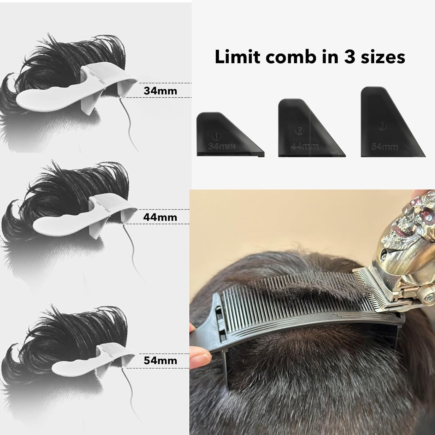 barber fade comb for men haircut,hair cutting tools, Anti-Static Heat Resistant Adjustable Curved Comb for Positioning Flat Top,For Home or Salon Professional Use (Black, Comb+Brush)