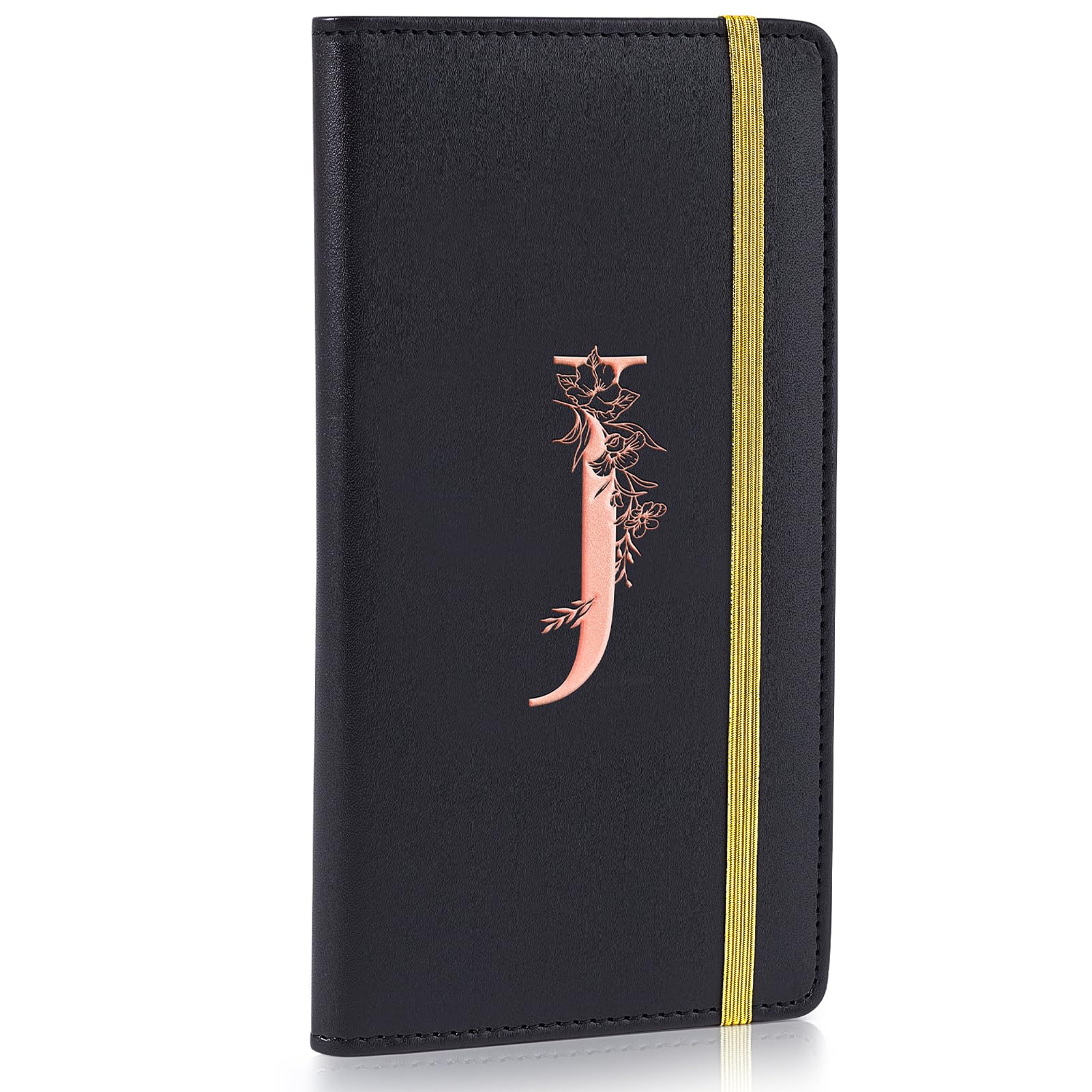 MHJY Checkbook Covers for Personal Checkbook, RFID Blocking Checkbook Holder Alphabet Checkbook Cover for Duplicate Checks, Black J