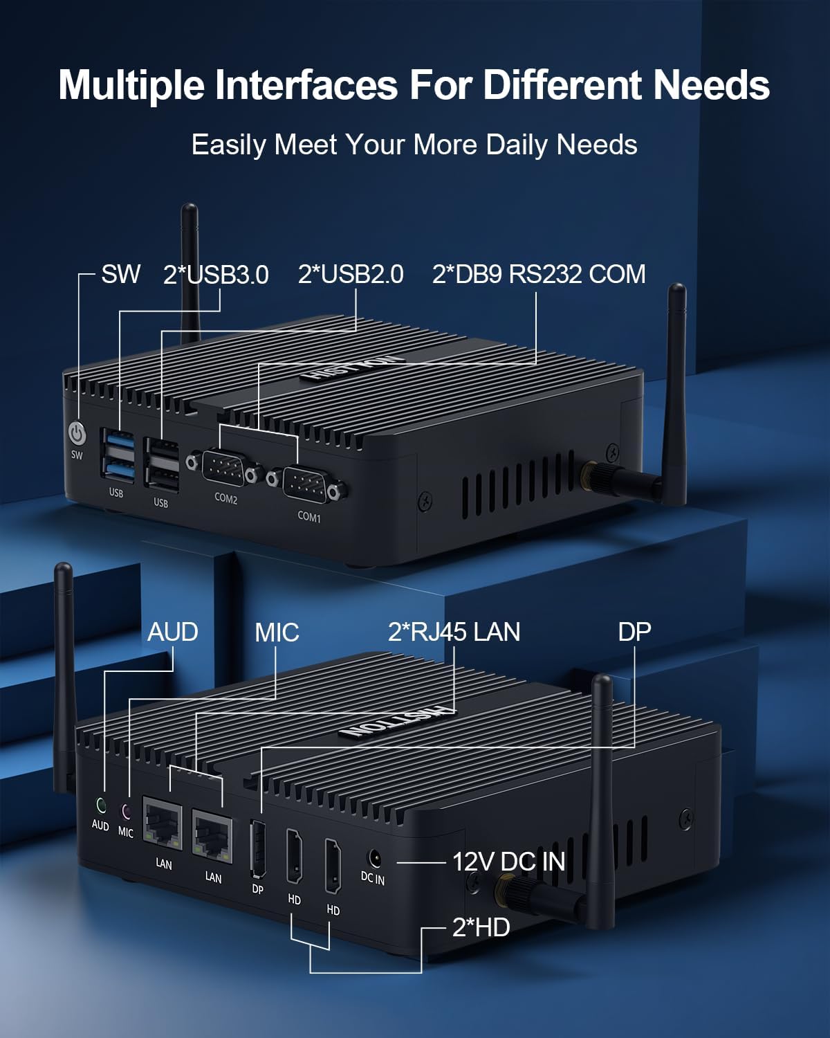 HISTTON Mini PC N100, Alder Lake N100 (3.4GHz), 8GB DDR4 RAM 256GB NVMe SSD, Fanless Mini PC Win 11 Pro Supports WiFi6,BT5.2,USB 3.0,4K Triple Display, Dual LAN Industral Mini PC