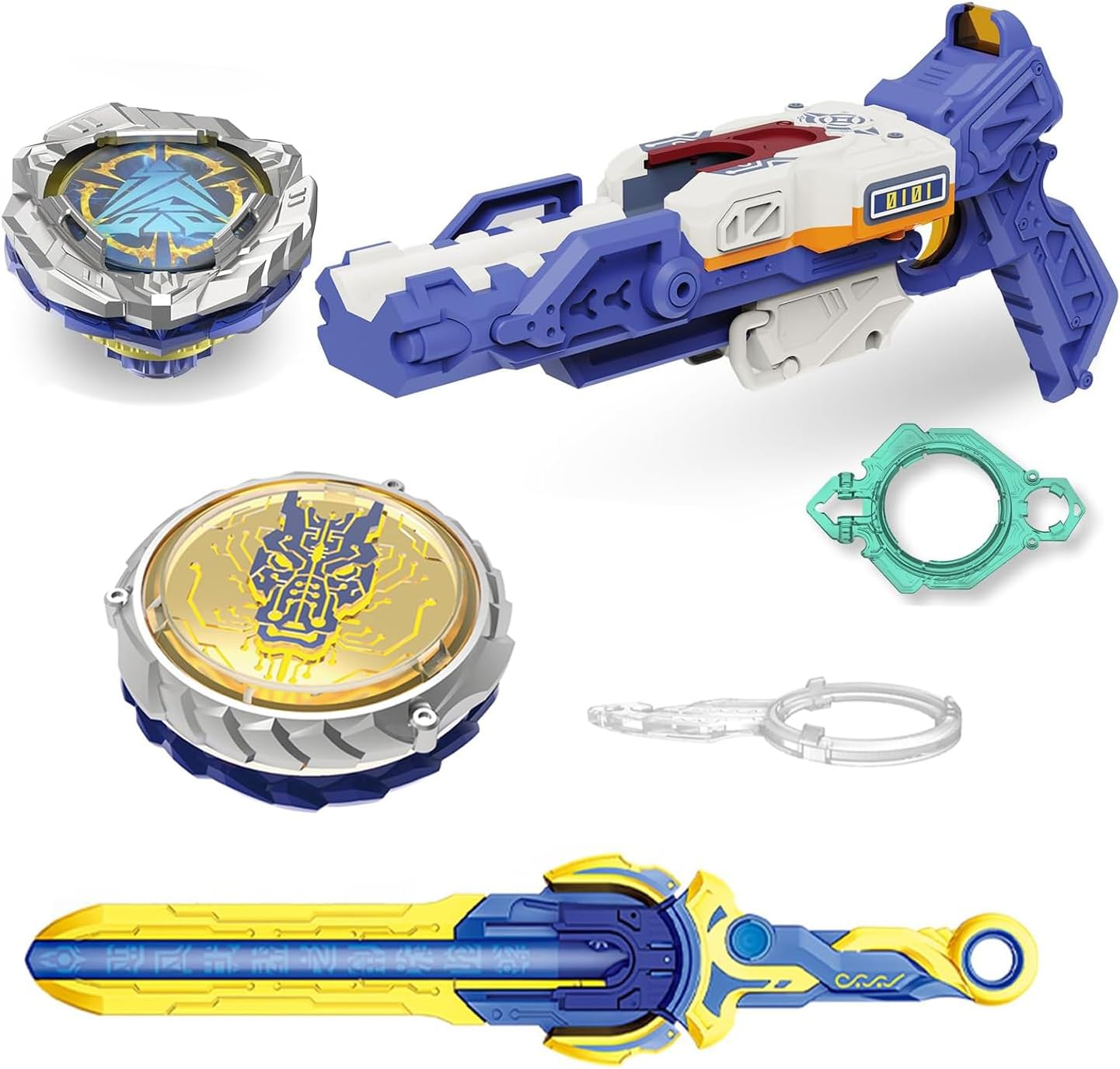 INFINITY NADO Battle Tops Starter Pack Set with Gun & Sword Launcher Infinite Acceleration, Metal Endurance & Balance Type, Left-Spinning top Game Toys for Boys Girls 5+