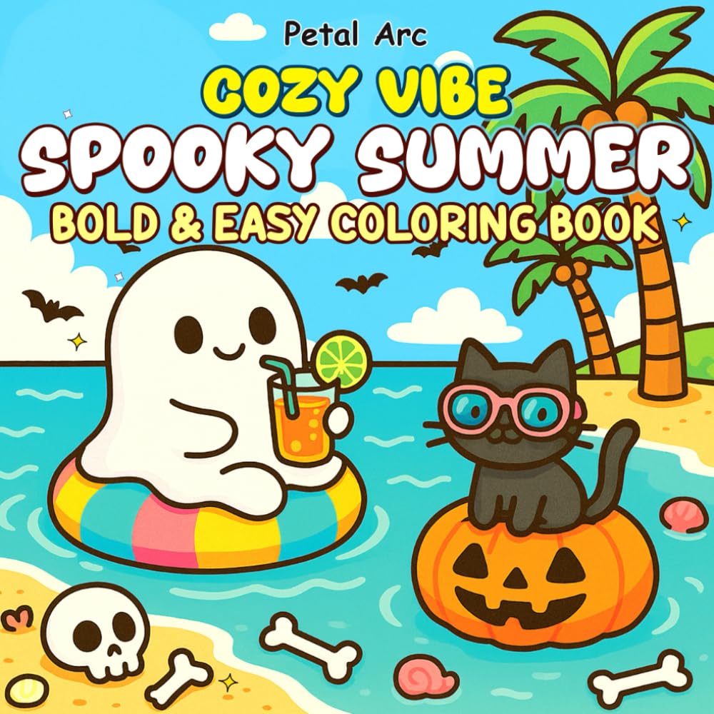 Spooky Summer Bold and Easy Coloring Book: Cozy Vibe Cute Creepy and Simple Coloring Activity for All Ages with Lots of Fun and Relaxation Pages (Spooky, Cute and Easy Coloring)