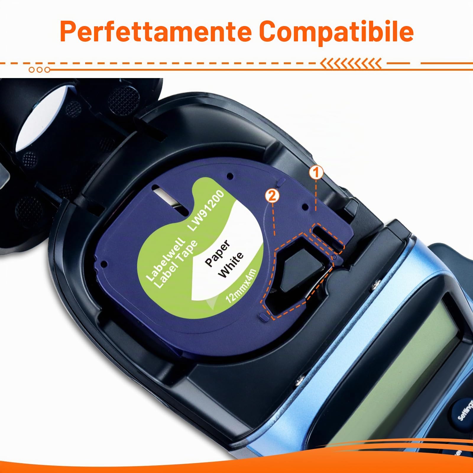 Labelwell 20x Compatibile per Dynmo 91220 91200 Nastro per Etichette Carta 12mm X 4m Nero Su Bianco Compatibile per Dynmo XR Lt-100H Lt-100T LT-110T 200B XM 2000 QX50 80 Etichettatrice