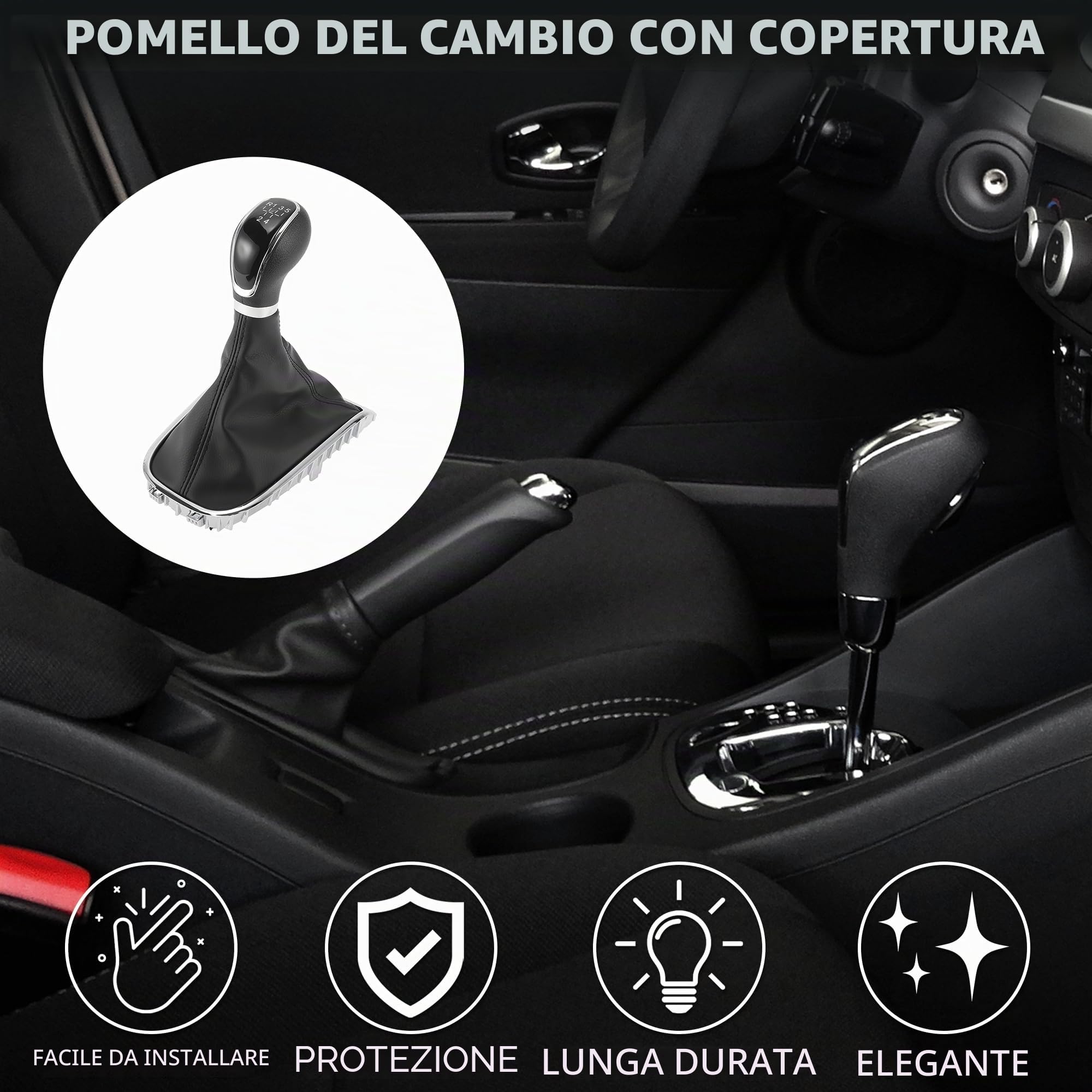Pomello Del Cambio Manuale A 5 Velocità Per Astra 1 Pezzo | Nero, Plastica Ecopelle, Per Opel Per Astra J 12-20, Per Vauxhall Per Astra 10-15, OE 55577540, Con Copertura