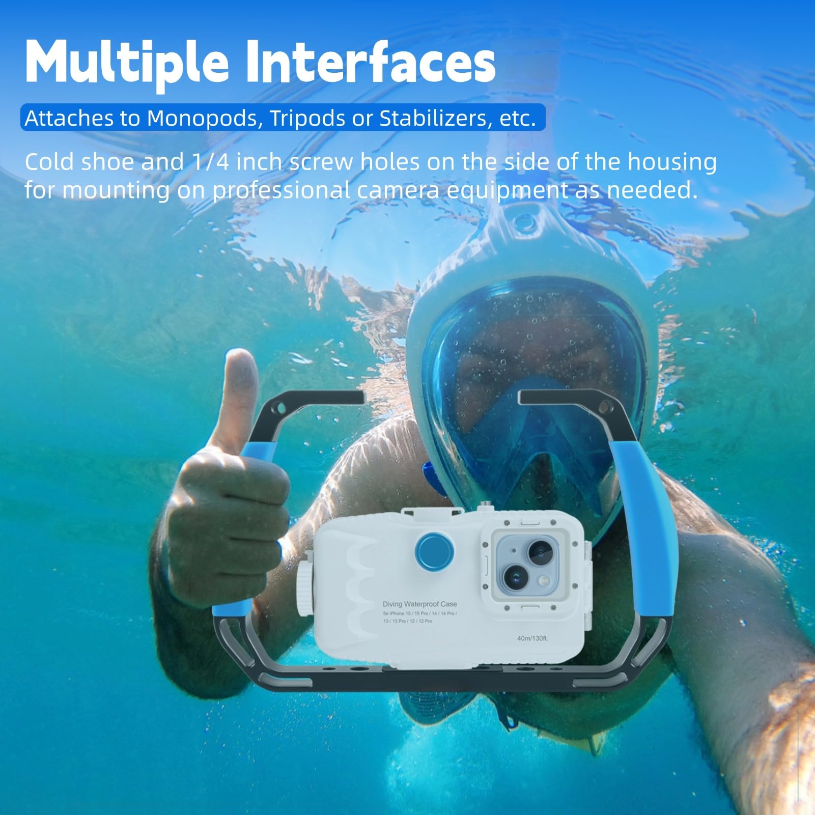 Funda para Teléfono de Buceo Subacuático, Funda Impermeable para Teléfono de 130 Pies para Buceo y Esnórquel, Carcasas Submarinas Profesionales para 14 14Pro 13 13Pro 12