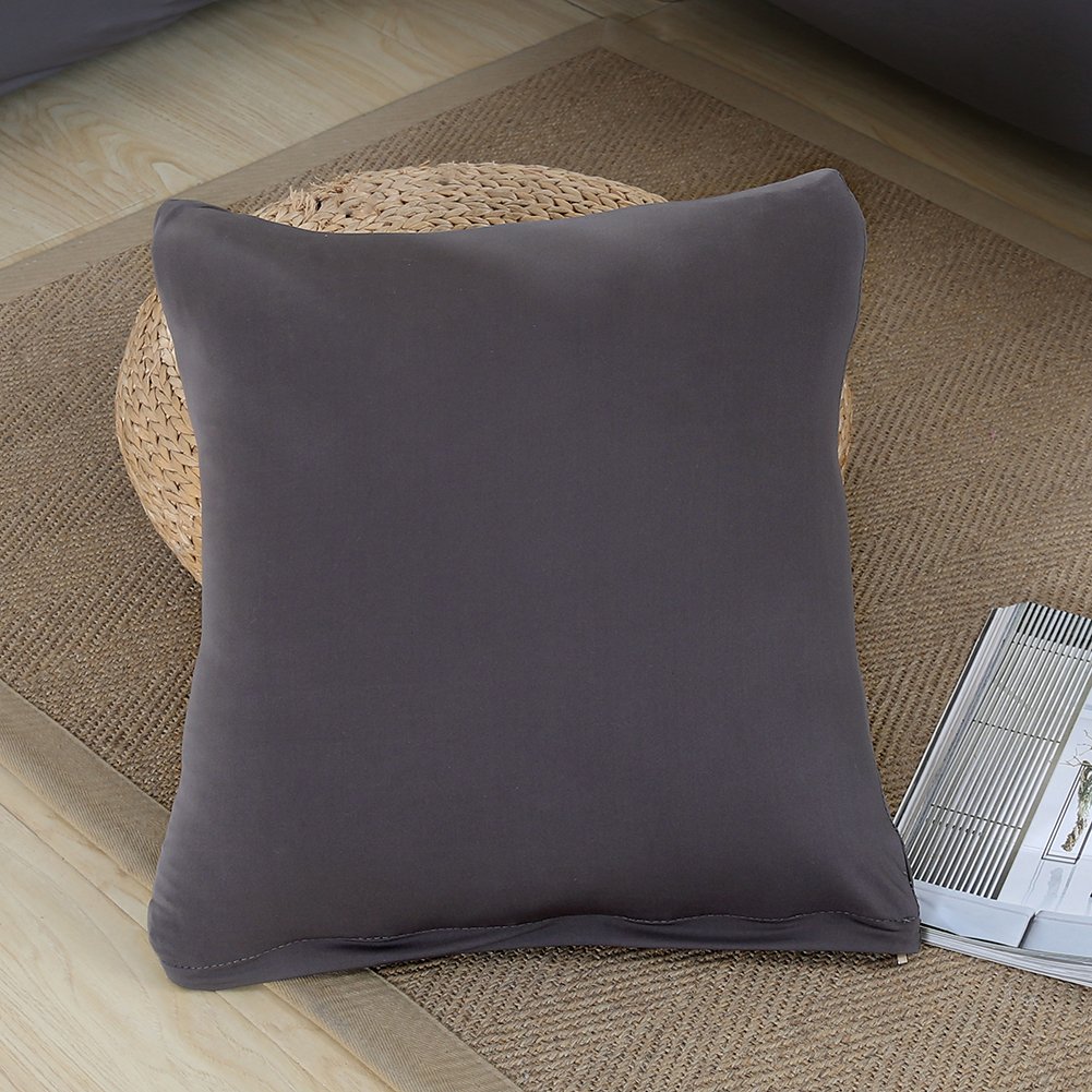 ele ELEOPTION Sofa Überwürfe elastische Stretch Sofa Bezug 2er Set 3 Sitzer für L Form Sofa inkl. 2 Stücke Kissenbezug (Grau)