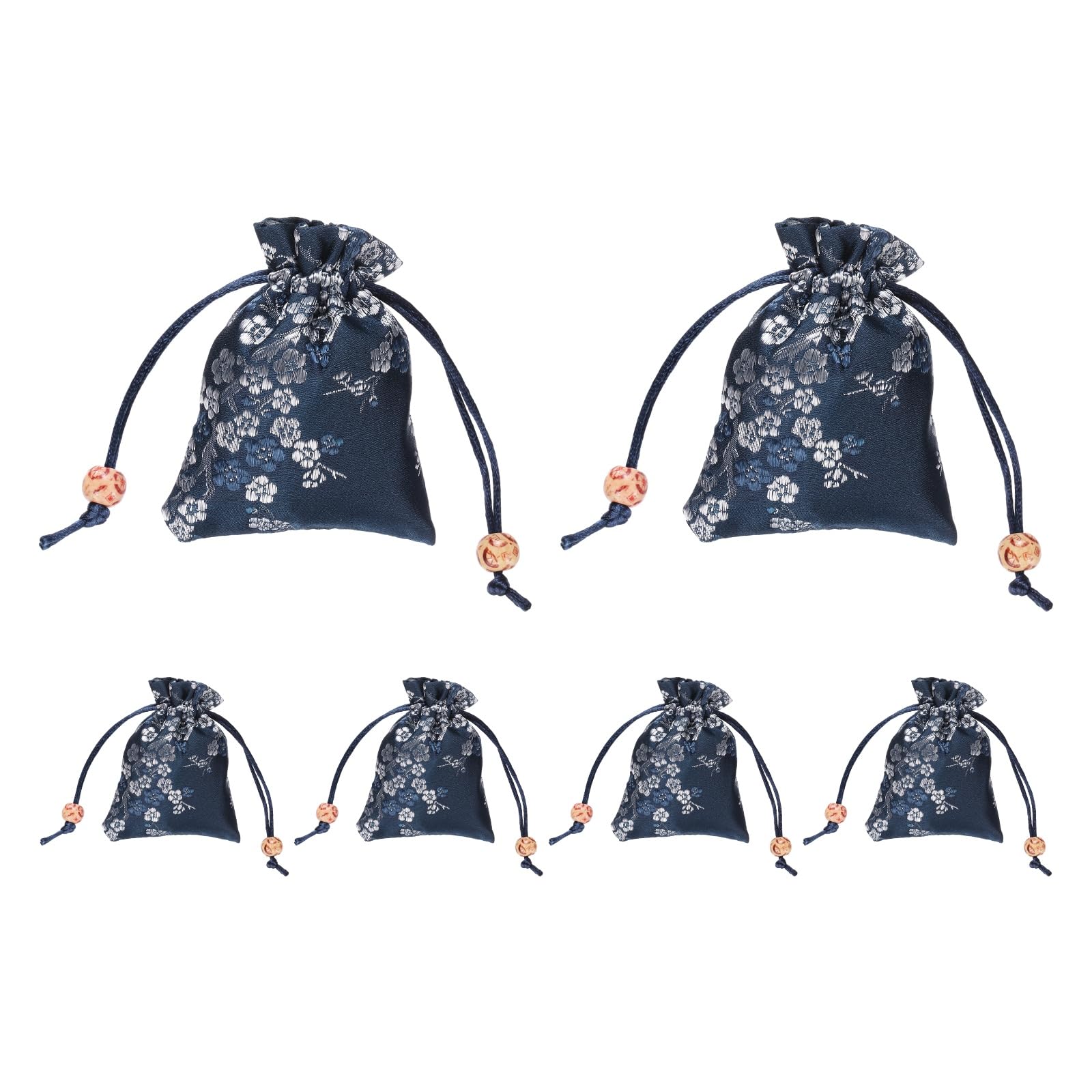 PATIKIL Silk Drawstring Bag, (3 x 4 Inch, Blue) (6 Pcs), Embroidered Satin Gift Bags Wedding Favor Pouch with Drawstring, Suit for - Jewelry/Candy/Christmas Party/Birthday Gift