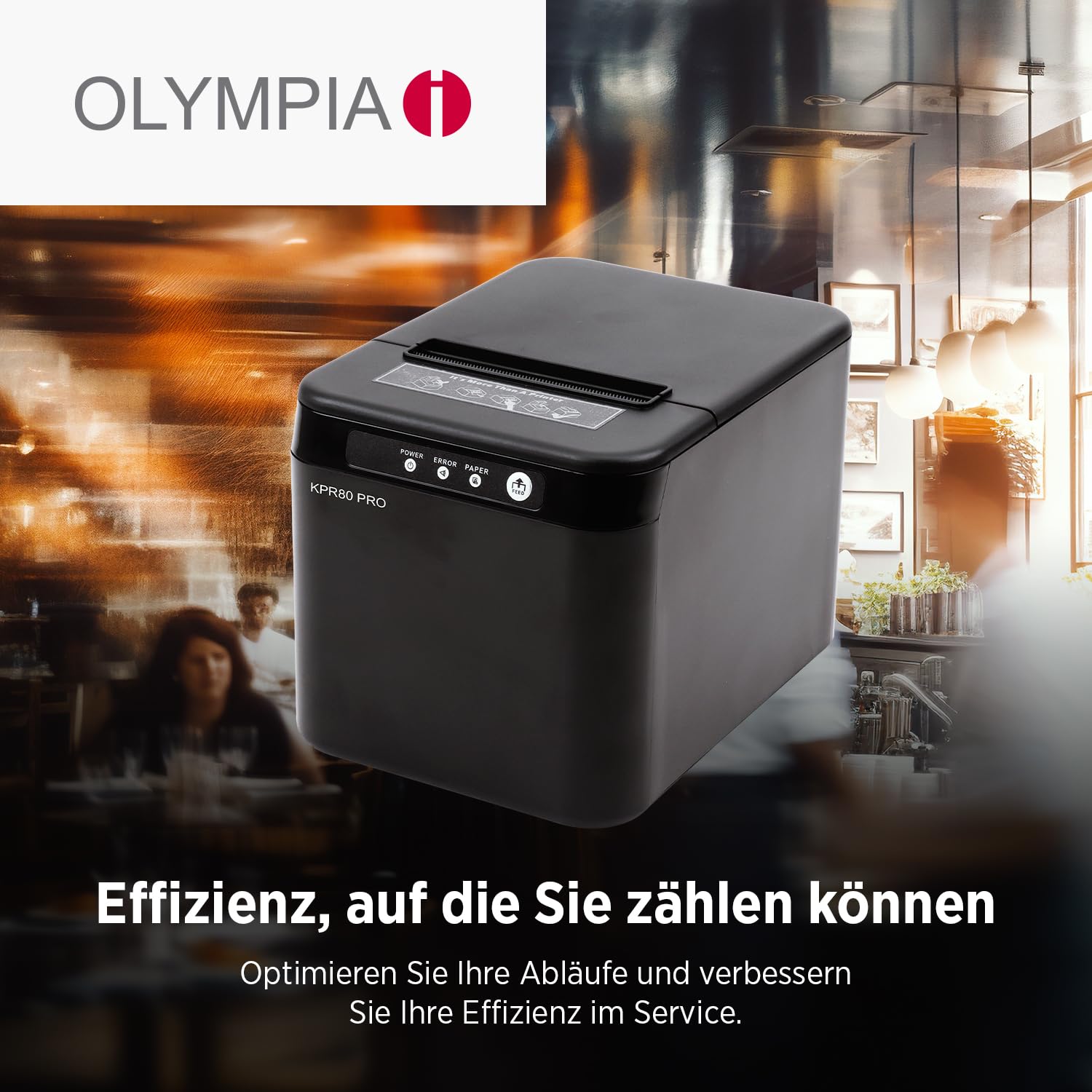 Olympia KPR 80 PRO | Bondrucker mit USB & LAN | Thermodrucker für 80 mm Bonrollen | Schneller Kassendrucker mit 230 mm/s für POS & Gastronomie | Kompakter Belegdrucker in Schwarz
