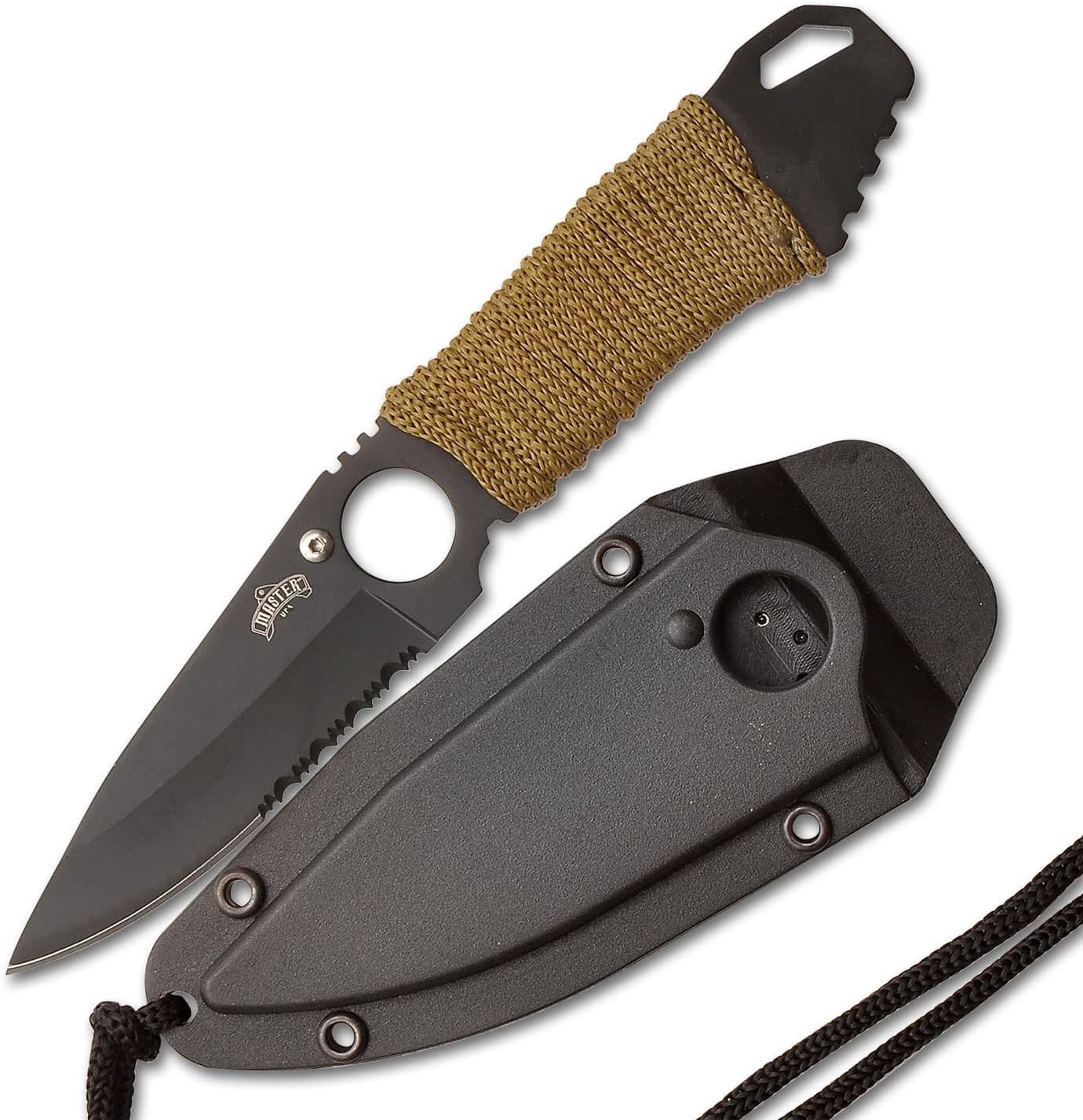 Grasp USA MU-1121 Sequence Tactical Mounted Blade Neck Knife, Half-Serrated Blade, 6-3/4-Inch General