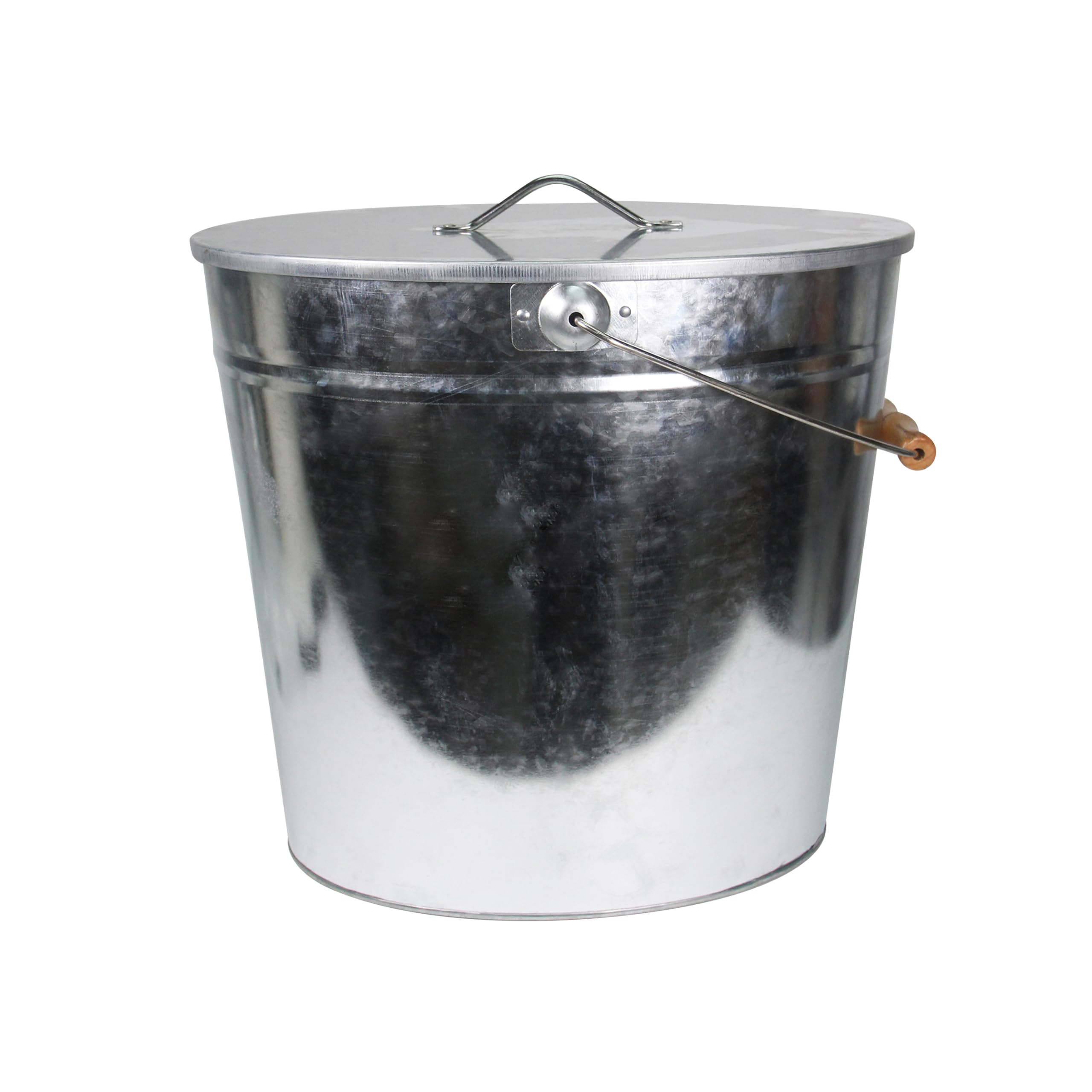 Cubo galvanizado de cenizas y carbón con tapa 24 l, asa, para interiores y exteriores, chimenea, barbacoa y horno, 39 x 27 x 35 cm