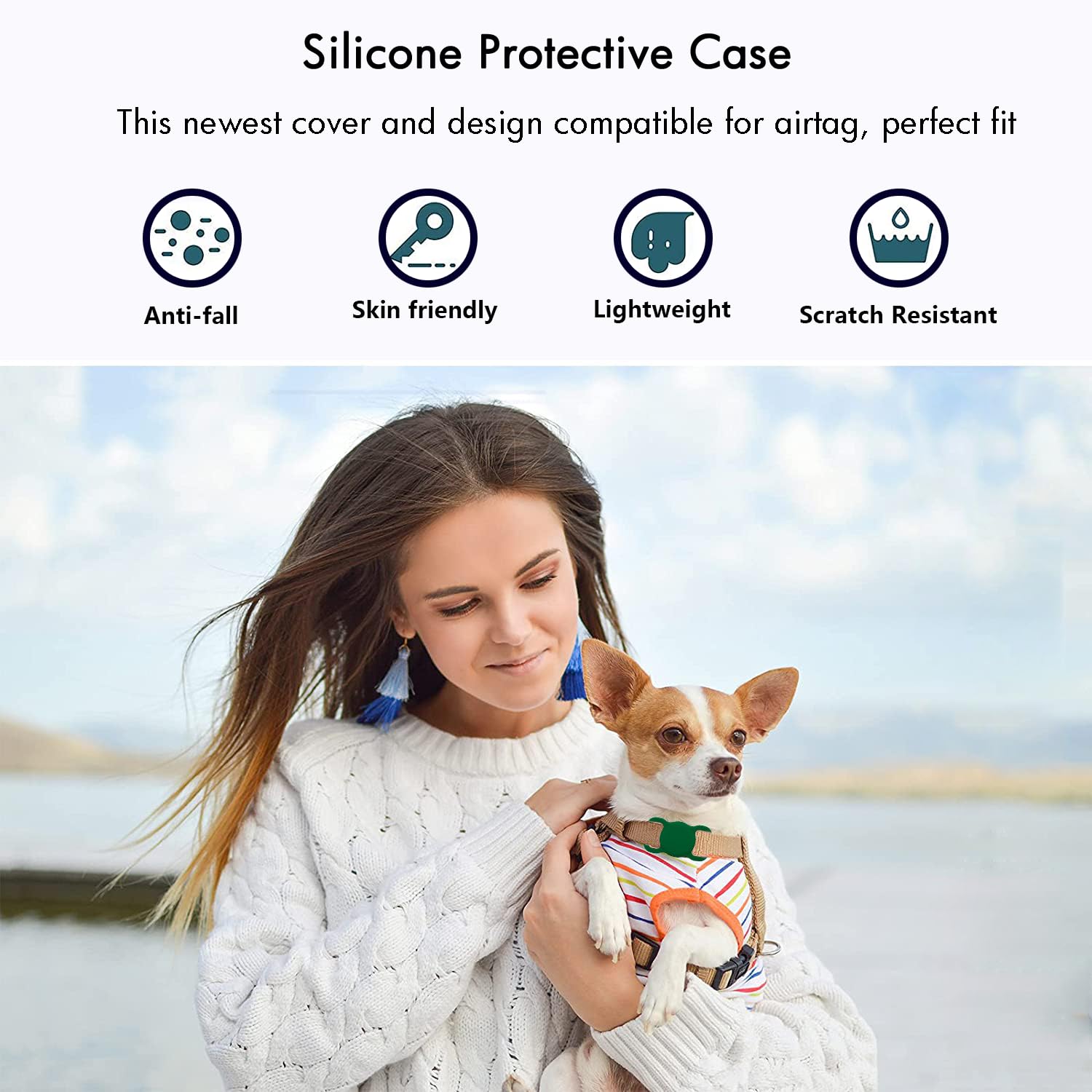 Pet Custodia Protettiva in Silicone per Apple Airtag GPS Finder, Porta Airtag per Apple, per cani e gatti, accessori per animali domestici