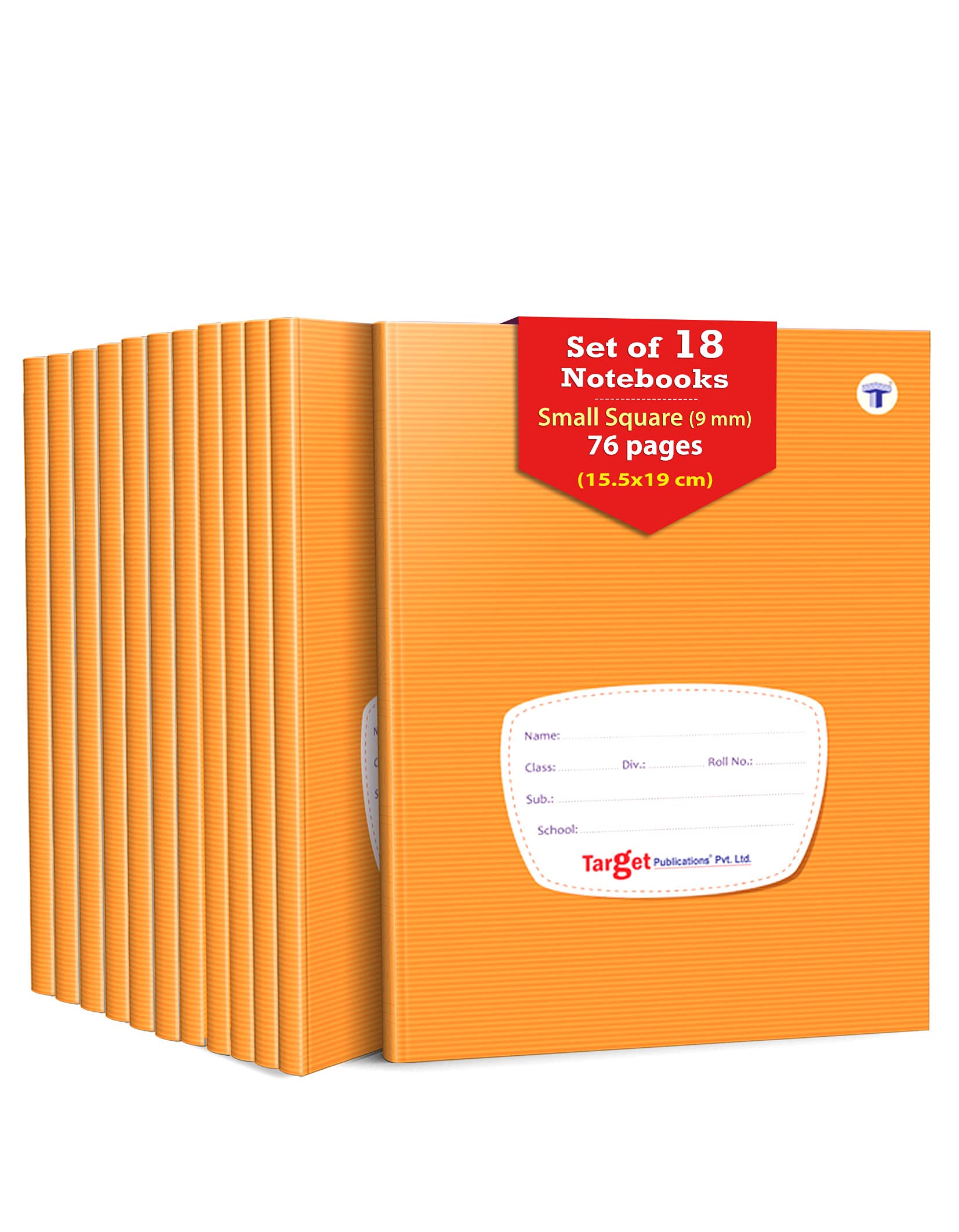 WOODSNIPE - Quaderni piccoli a righe quadrati, 9 mm, 72 pagine, formato jumbo, copertina rigida marrone, 15,5 x 19 cm circa, per esercizi matematici, confezione da 18 quaderni | GSM 60