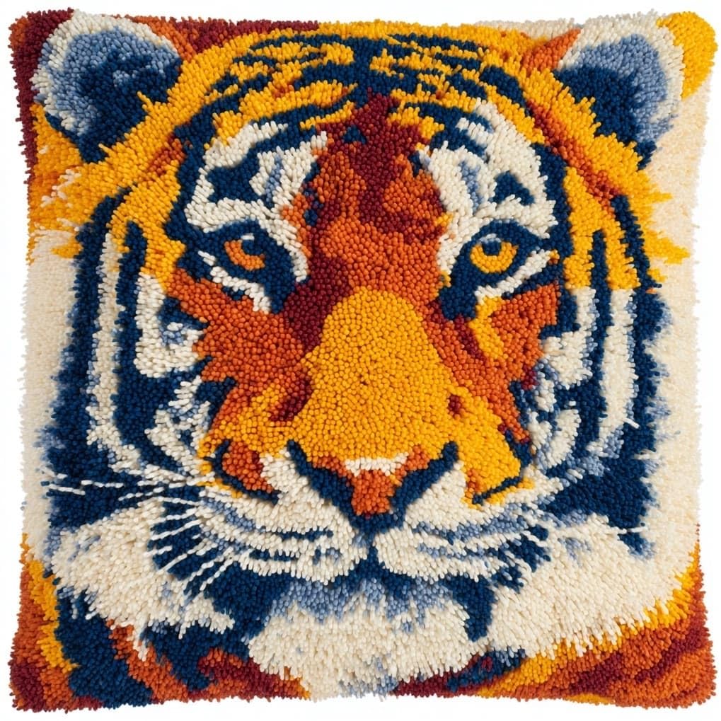 AxiangziK Latch Hook Pillow Kit for Adults,Animal Tiger
