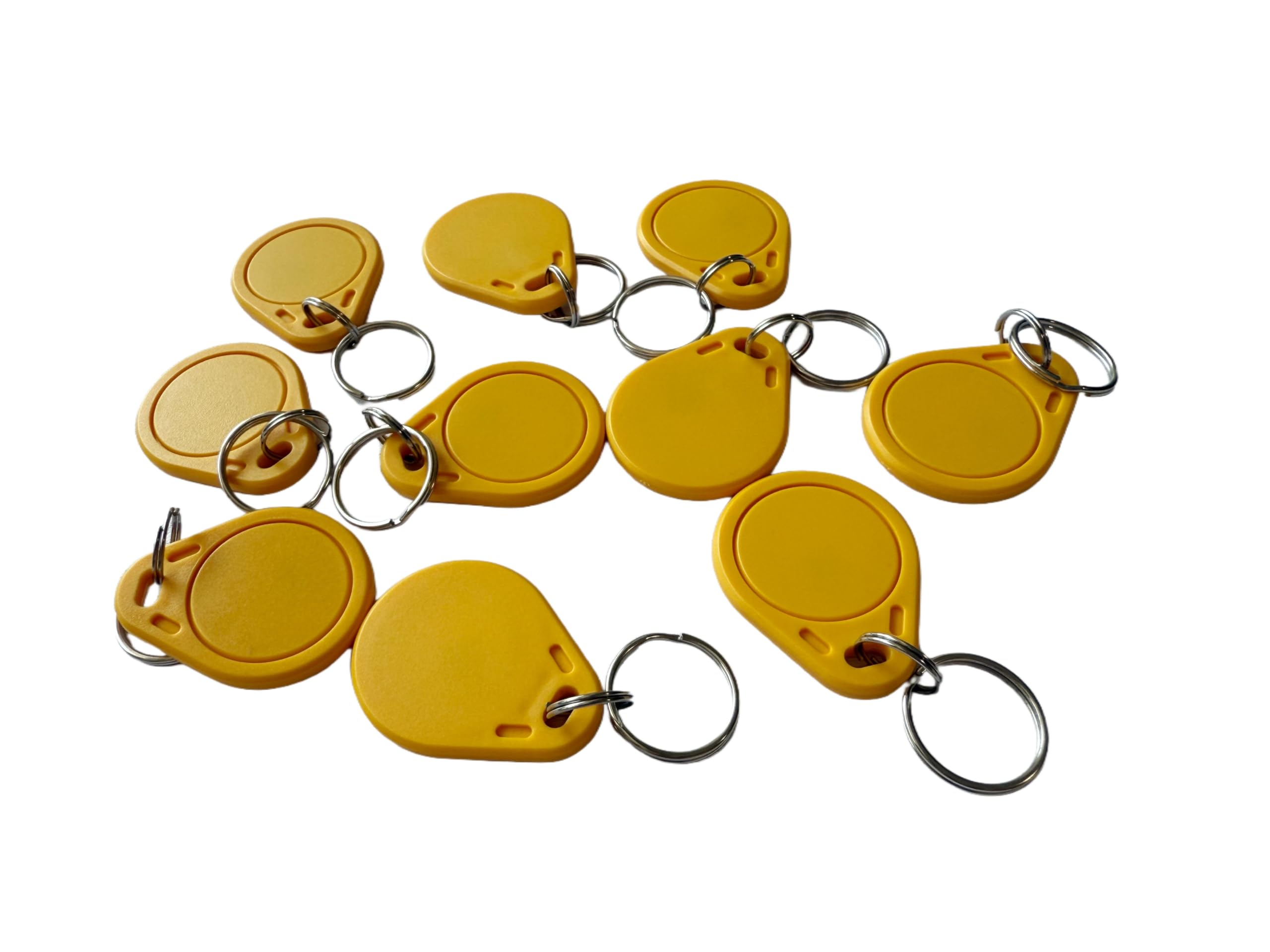 100 pièces MF Classic 1K NFC RFID jeton, porte-clés RFID, étiquette RFID, ABS étanche 13,56 MHz ISO14443A (jaune)