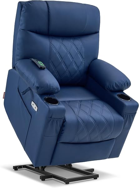 MCombo Small Power Lift Recliner Chair Sofa with Massage and Dual Heating, Adjustable Headrest for Elderly People Petite