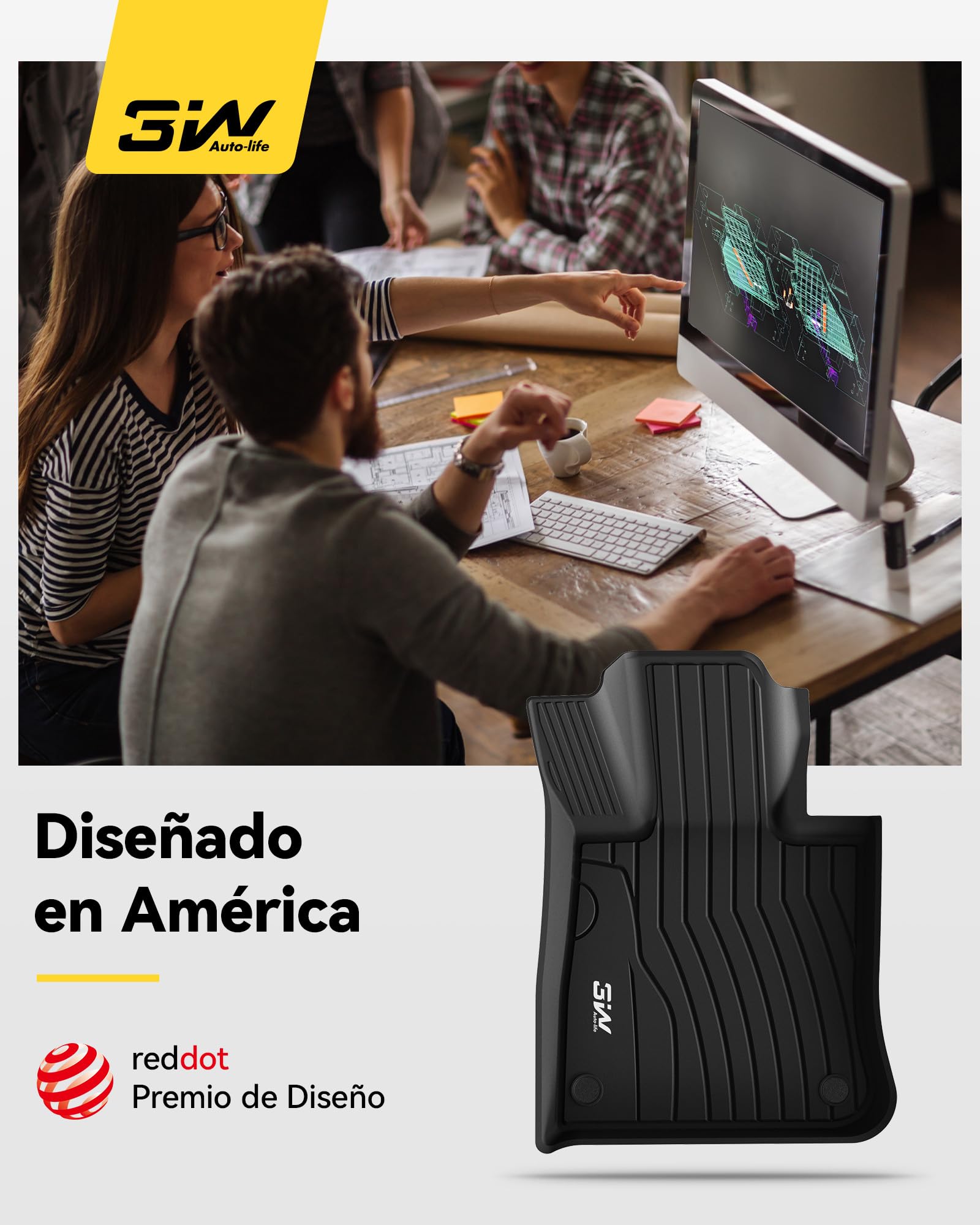 3W Alfombrillas de Coche y Maletero Compatible con Benz GLC X254 2023-2025 2026, Thorex™ Alfombrillas para Todo Tipo de Clima para Benz GLC la 1ª y 2ª Fila Juego Completo, Negro