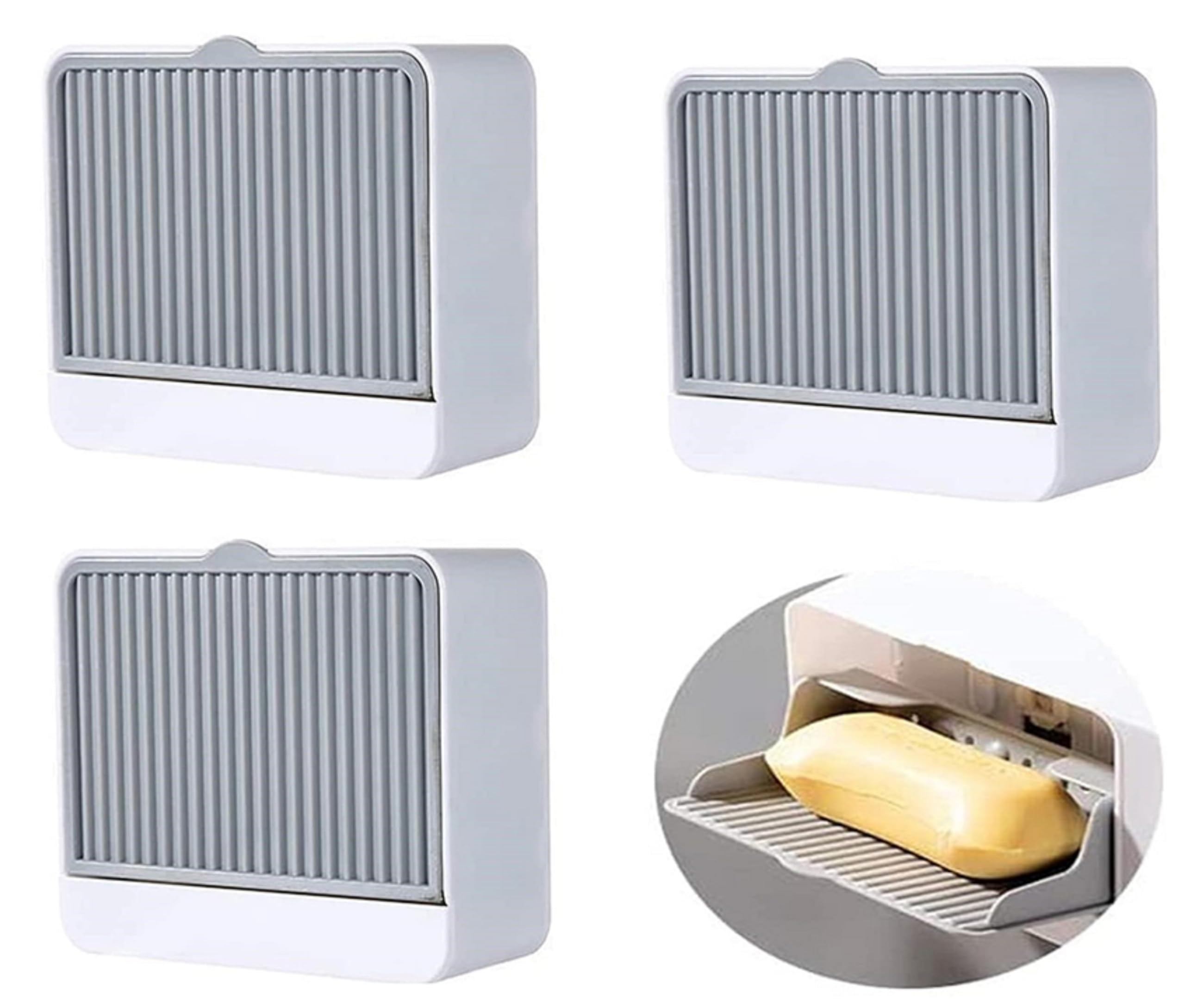 SAHAJ Enterprise Plastic Creative Wall Mounted Double Bar Bathroom Soap Box Holder Soap Dish with Drainage Box Soap Box with Lid Single, Double Grid Soap Draining Rack (1 Lid, 3) (B0CX22MLWP) Amazon Price History, Amazon Price Tracker