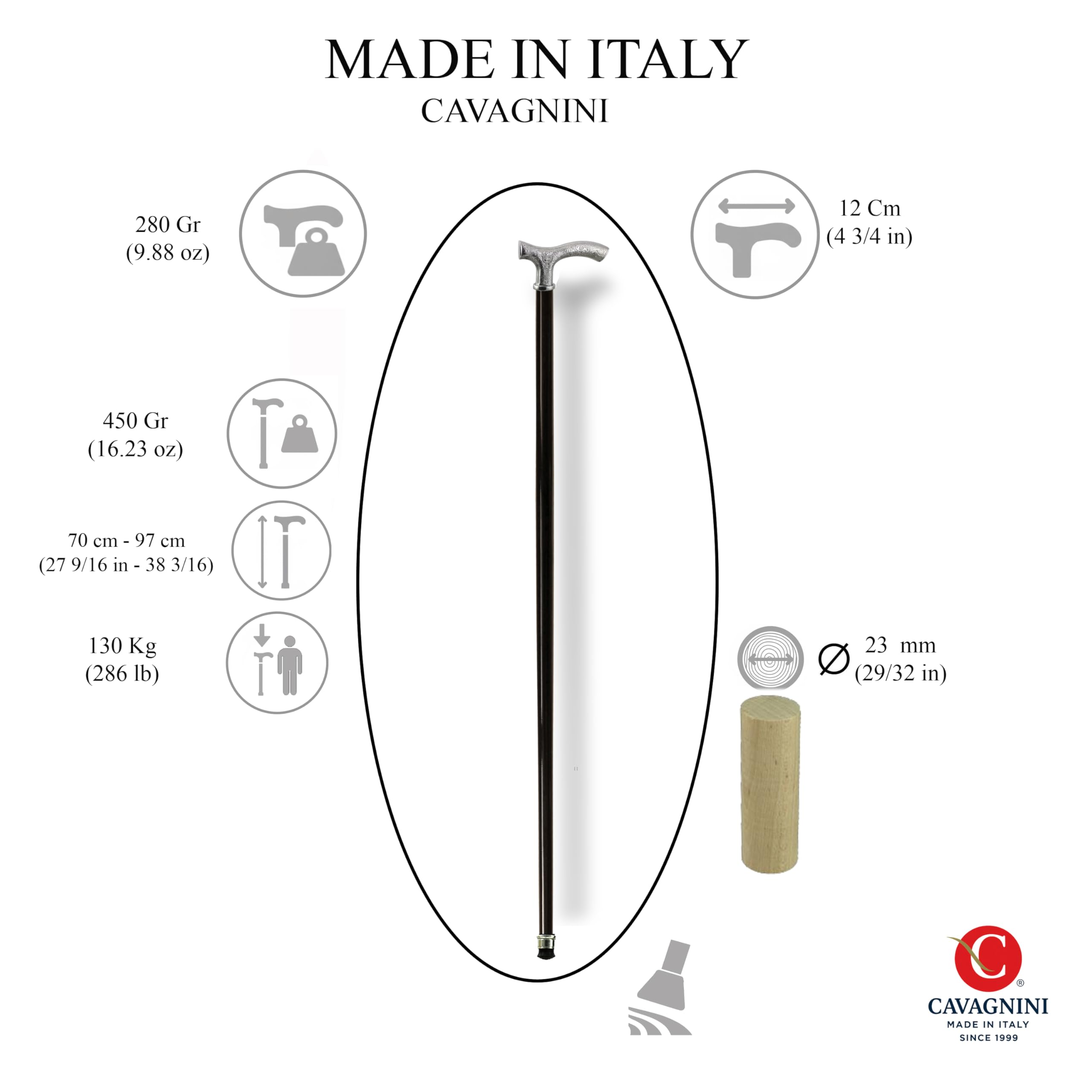 Bastone da Passeggio Personalizzato Imperiale Elegante per Uomo e Donna - Made in Italy CAVAGNINI