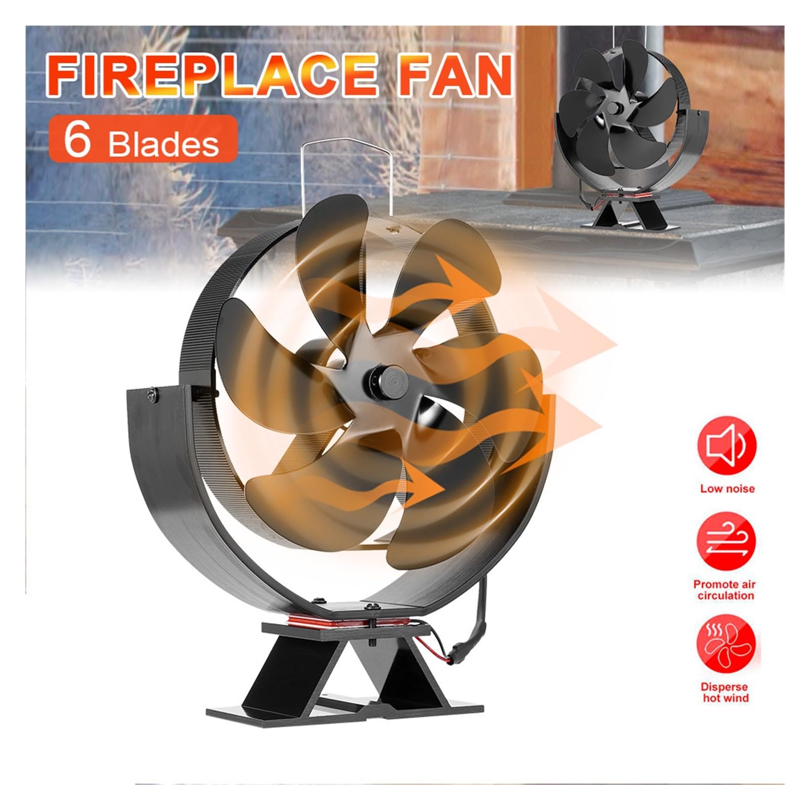 6blades houtkachelventilator - bespaar brandstof en efficiënte