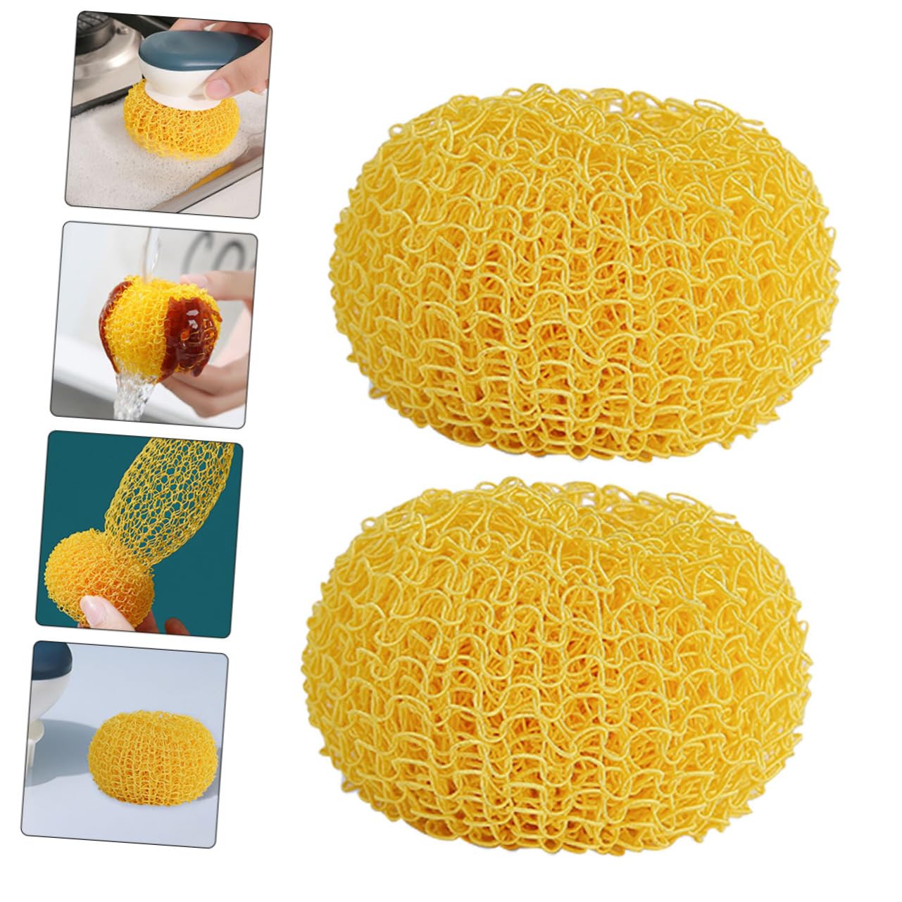 Boule de Nettoyage Ronde 2 Pièces en Fibre pour Vaisselle