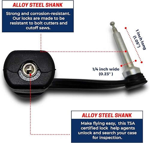 Miniatura 5 de Cerradura de caja táctica aprobada por la TSA  Funda protectora de goma y monoeje resistente a cortes  Candado seguro de un solo eje para armas,