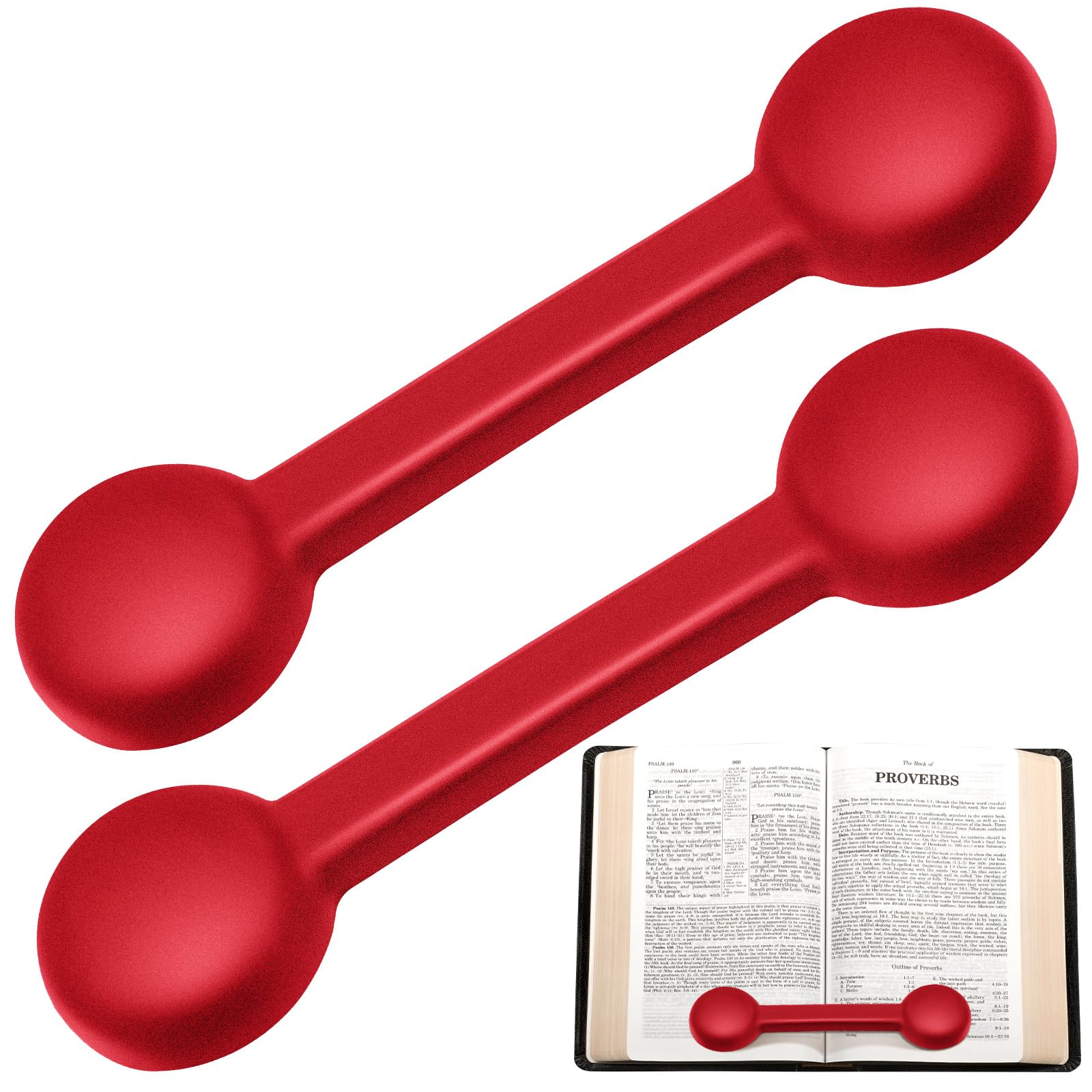 Eersida 2 Pieces Weighted Bookmarks Book Weight Page Holder Rubber Book Weight Bookmark Portable Weighted Rubber Page Holder for Adults Reading (Red)