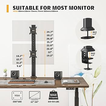 Amazon.com: HEMUDU Dual Monitor Articulating Desk Mount Arm Stand
