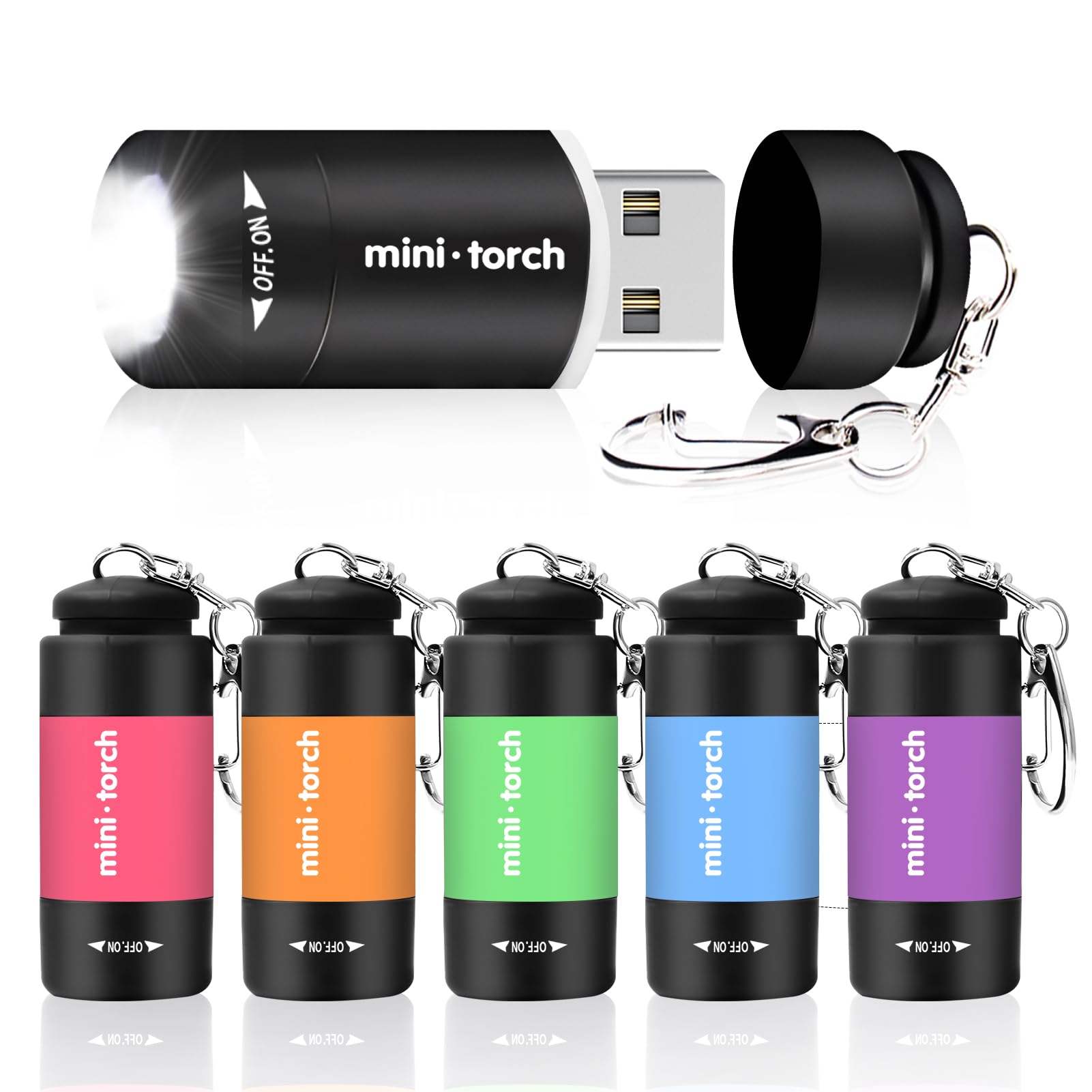 Mini Torcia LED Portachiavi 6 Pezzi - 12 Lumen, 10 Metri Di Portata - Per Campeggio, Escursioni, Emergenze - Regalo Pasqua Compleanno