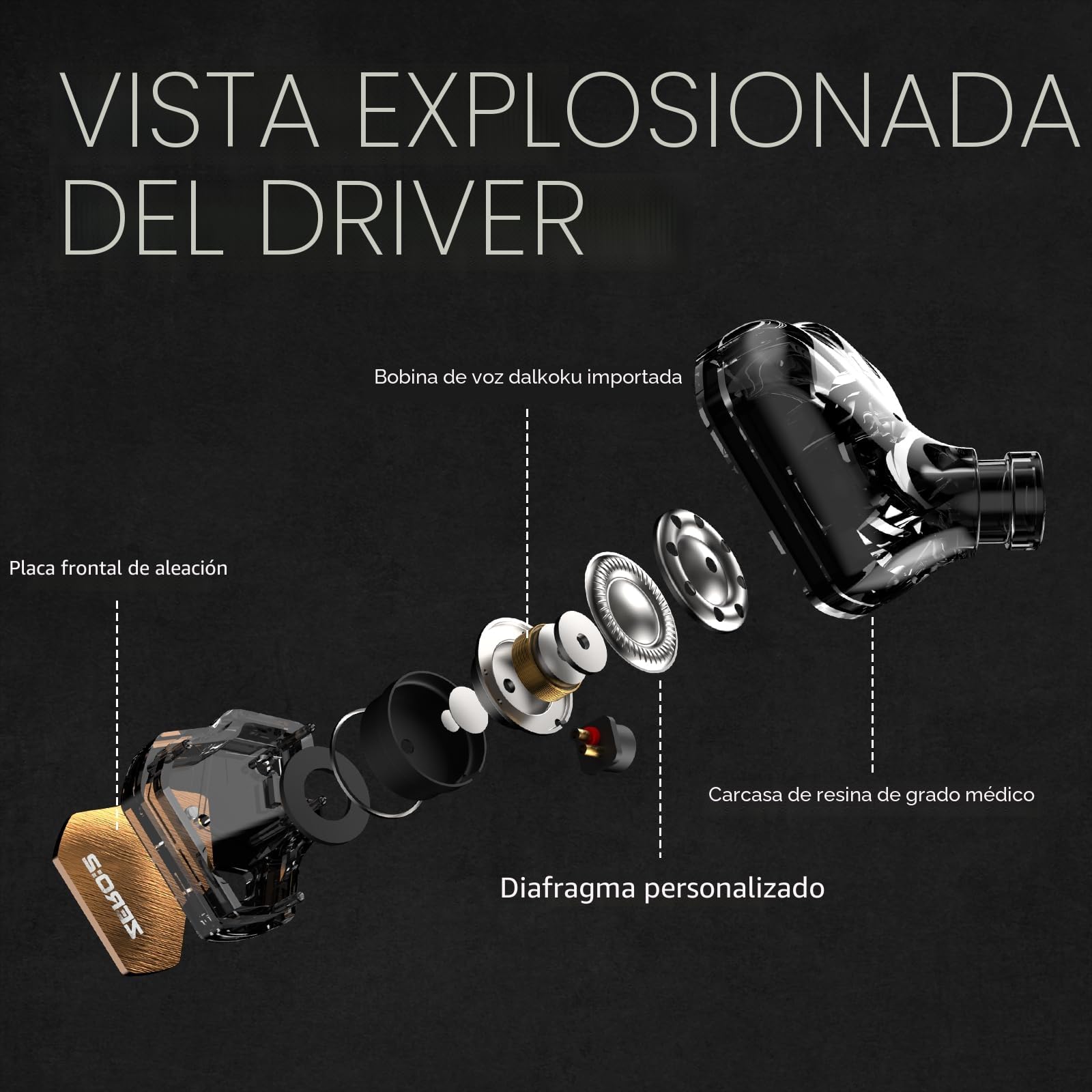 Linsoul 7Hz x Crinacle Zero:2, In Ear Monitor, IEM con Controlador Dinámico Actualizado de 10mm, Auriculares con Cable, Audífonos para Videojuegos, con Cable OFC para Músicos(Sin Mic, Azul)