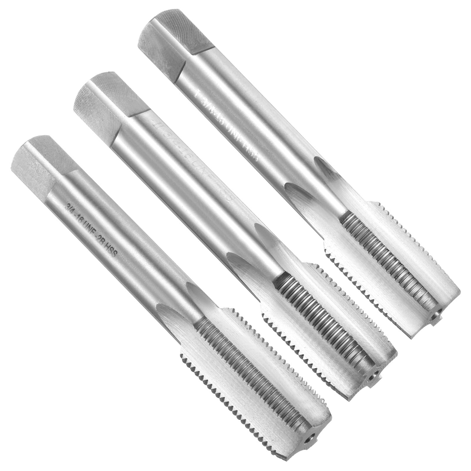 sourcing map 3pcs Hand Tap Set, 3/4"-16UNF Taper/Plug/Bottom Thread Screw Taps, High Speed Steel Hand Threading Tapping Tool Kit