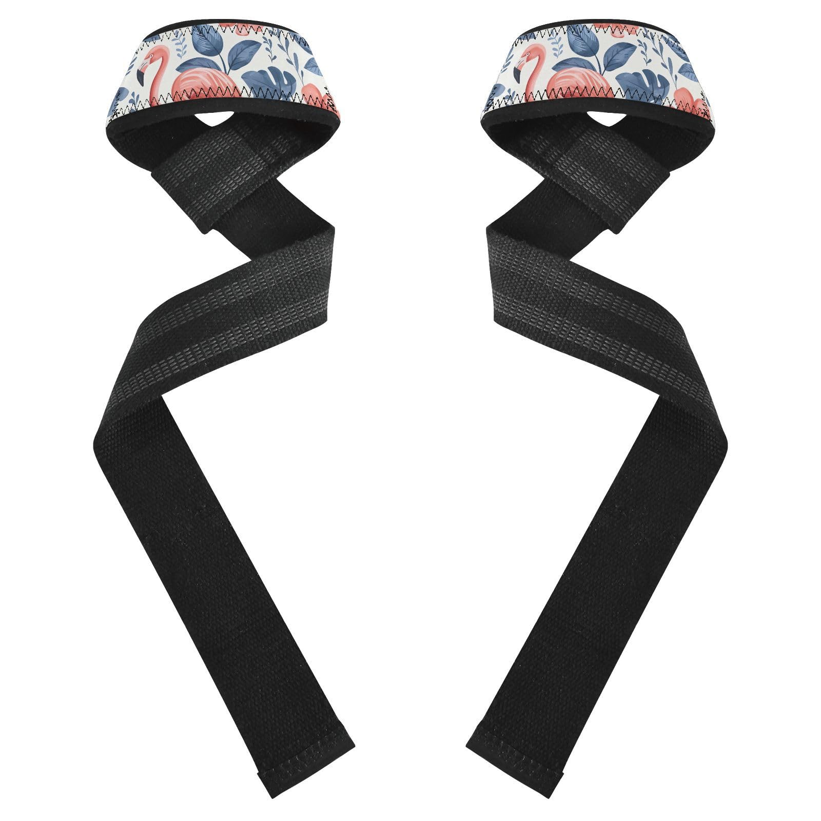 Nander Flamingos and Leaves Wrist Straps for Weightlifting,Lifting Straps with Neoprene Cushioned Wrist Padded and Anti-Skid Silicone for Strength Training,Bodybuilding,Deadlifting