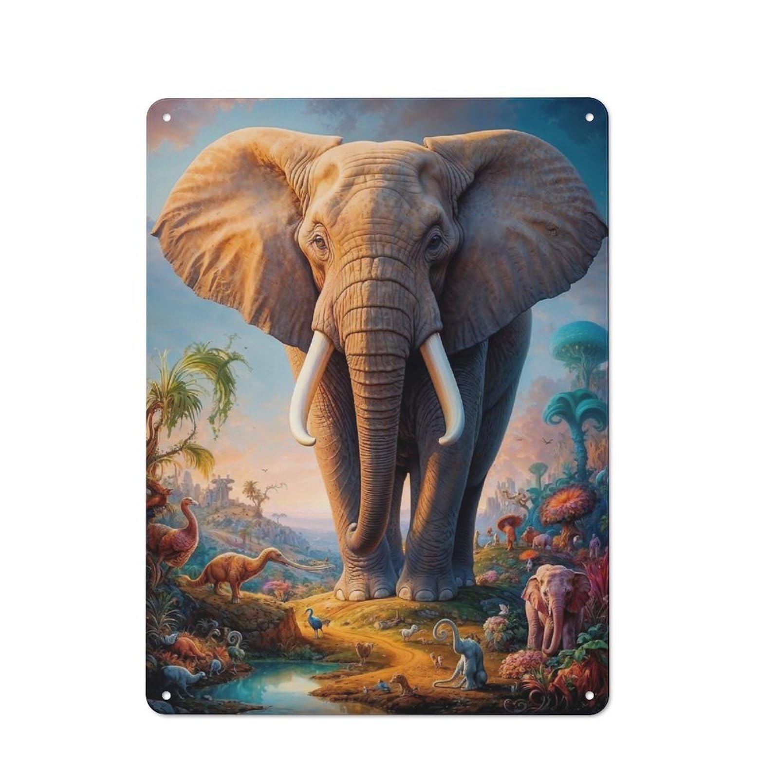 Junmoney Beyond The Elephant Tin Wall Plaque 40X30cm With For Studio Or Craft Room, For Cooler-Season Styling In Studio And Craft Room
