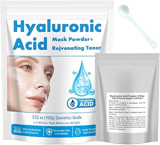 Hyaluronic Acid Powder | High Molecular Weight Hyaluronic Acid Serum Powder for Face Skin | 100% Pure Organic Sodium Hyaluronate Ha | 100g (3.52oz) Cosmetics Grade for Makes 150+ Ounces Serums
